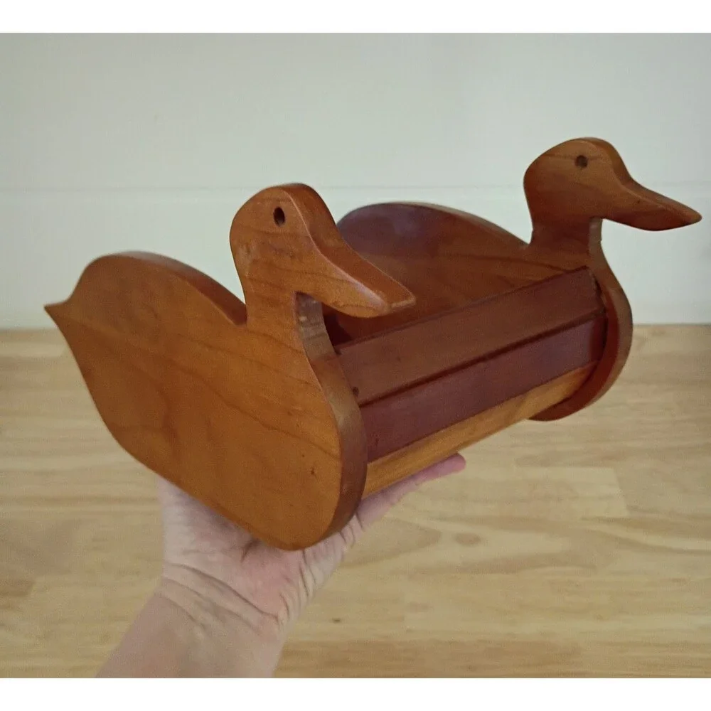 Vintage Wooden Duck Napkin Holder Versatile Farmhouse Country Decor